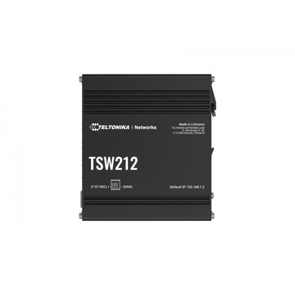 Teltonika - TSW212- Switch L2 con funzionalità L3 aggiuntive per capacità di gestione avanzate Supporta Profinet per l'elaborazione automatizzata dei dati insieme ad altri protocolli, come EtherNet/IP [TSW212]