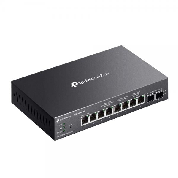 TP-Link - SG2210XMP-M2 - Omada 8-Port 2.5GBASE-T and 2-Port 10GE SFP+ Smart Switch with 8-Port PoE+, 8 2.5G PoE+ Ports, 2 10G SFP+ Slots, 802.3at/af, 160 W PoE Power, Desktop & Fanless Steel Case [SG2210XMP-M2]