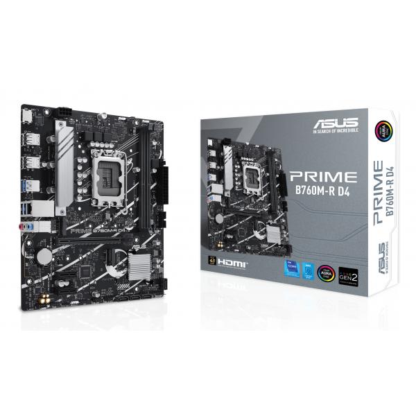 ASUS MB B760, PRIME B760M-R D4, LGA1700, DDR4, 2 X DIMM SLOTS, MAX. 64GB [PRIME B760M-R D4]