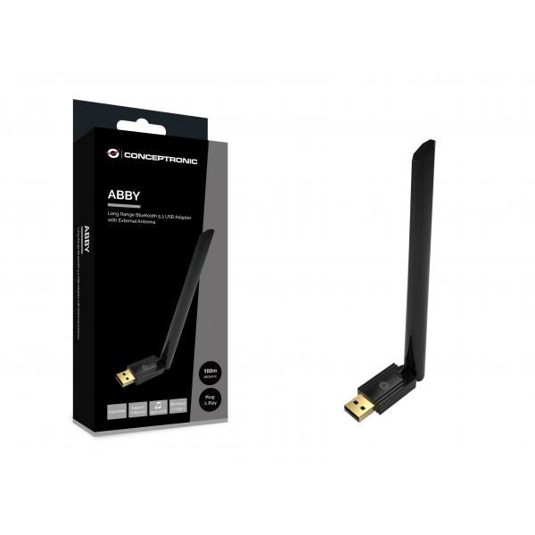 Conceptronic Long Range Bluetooth 5.3 USB Adapter - External Antenna [ABBY17B]