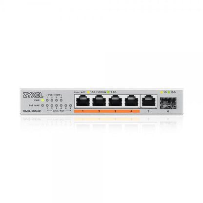 Zyxel 5 Ports MultiGig Unmanaged Desktop Switch - 2,5G + 1 SFP+ - 4 ports - 70W - PoE++ [XMG-105HP-EU0101F]
