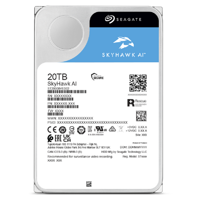 SEAGATE HDD INTERNO SKYHAWK AI 20TB 3,5 SATA 6GBS 512MB CACHE 5YRS WARRANTY [ST20000VE003]