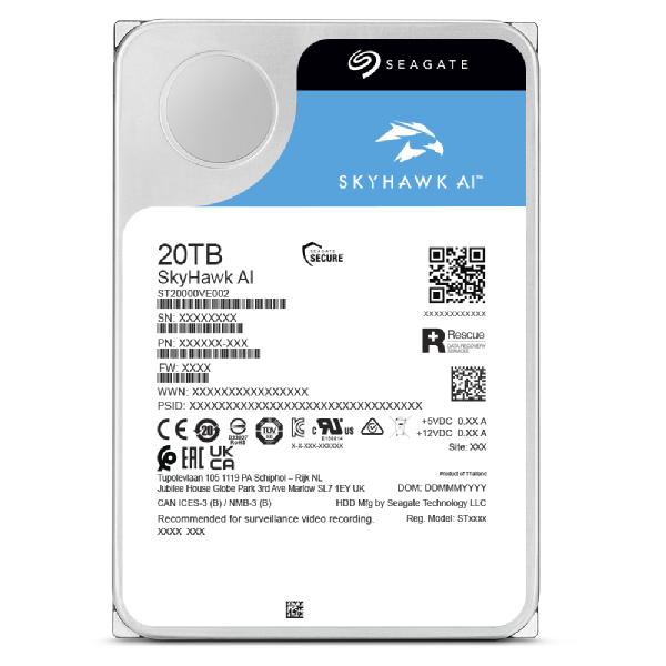 SEAGATE HDD INTERNO SKYHAWK AI 20TB 3,5 SATA 6GBS 512MB CACHE 5YRS WARRANTY [ST20000VE003]