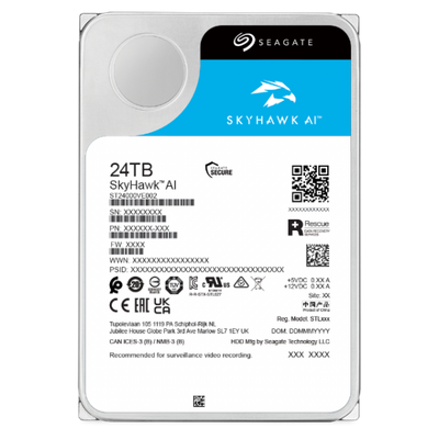 Seagate SkyHawk AI disco rigido interno 24 TB 7200 Giri/min 512 MB 3.5" Serial ATA III [ST24000VE002]