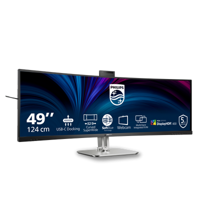 PHILIPS MONITOR CURVO 49 LED VA DUAL QHD 32:9 4MS 450 CDM, USB-C DOCK, WEBCAM, REG ALTEZZA, DP/HDMI, MULTIMEDIALE [49B2U6900CH]