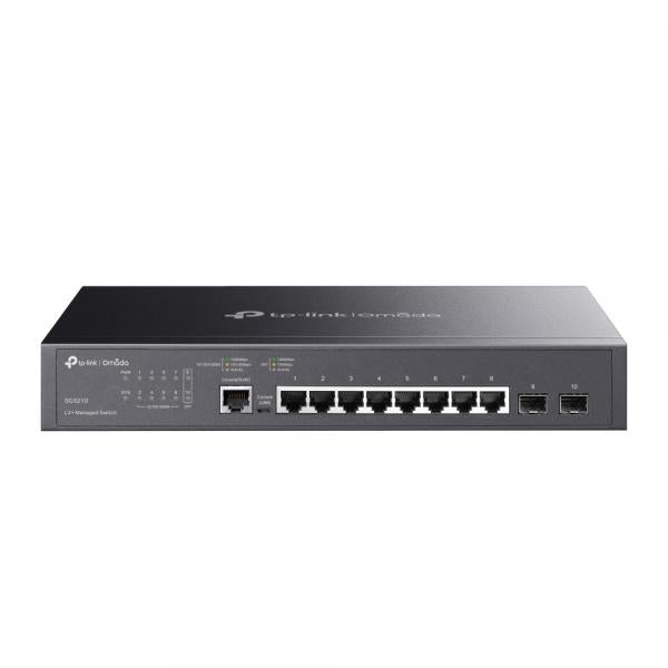 TP-Link - SG3210 - JetStream 8-Port Gigabit L2+ Managed Switch with 2 SFP Slots, 8x Gigabit RJ45 Ports, 2x Gigabit SFP Slots, RJ45/Micro-USB Console Port, 1U 13-inch Rack-mountable Steel Case, Integra [SG3210]