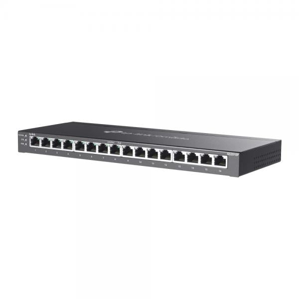 TP-Link - SG2016P - JetStream 16-Port Gigabit Smart Switch with 8-Port PoE+, 8x Gigabit PoE+ Ports, 802.3af/at, 120 W PoE Power, Desktop Steel Case, Integration with Omada SDN Controller, Static Rout [SG2016P]