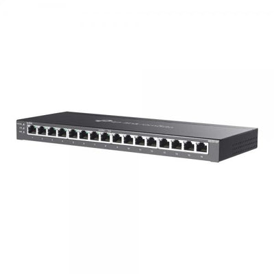TP-Link - SG2016P - JetStream 16-Port Gigabit Smart Switch with 8-Port PoE+, 8x Gigabit PoE+ Ports, 802.3af/at, 120 W PoE Power, Desktop Steel Case, Integration with Omada SDN Controller, Static Rout [SG2016P]
