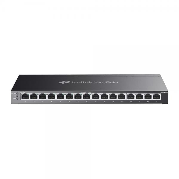 TP-Link - SG2016P - JetStream 16-Port Gigabit Smart Switch with 8-Port PoE+, 8x Gigabit PoE+ Ports, 802.3af/at, 120 W PoE Power, Desktop Steel Case, Integration with Omada SDN Controller, Static Rout [SG2016P]