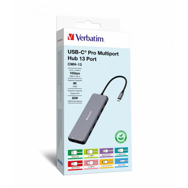 VERBATIM DOCKING STATION USB-C PRO MULTIPORT HUB 13 IN 1 8K PD 85W [32153]