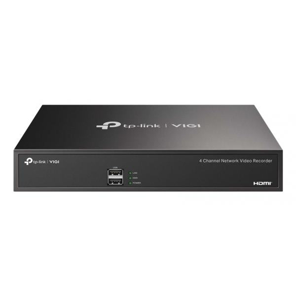 TP-Link - VIGI NVR1004H - 4 Channel Network Video Recorder, 1 SATA Interface (up to 10 TB), 1 100Mbps Ports, 2 USB 2.0, 12V DC 1.5 A, 1 VGA port & 1 HDMI port(Up to 4K)(Synchronous Outputs) [VIGINVR1004H]