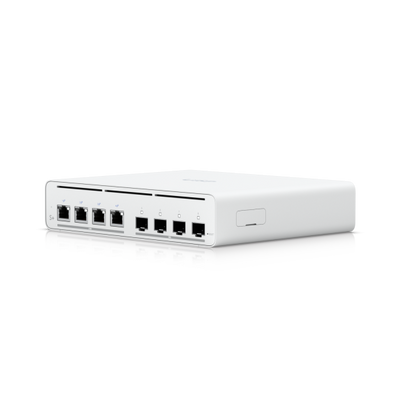 Ubiquiti - UISP-S-Plus-EU - Switch for ISP application with (4) 2.5 GbE RJ45 ports with 27V passive PoE output, (4) 10G SFP+ ports, 60W (27V) total PoE availability*, 20W/port (2-pair) / 40W/port (4-p [UISP-S-Plus-EU]