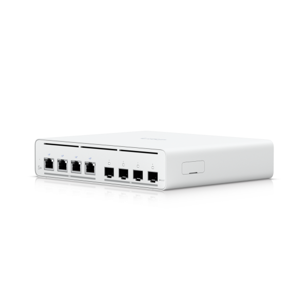 Ubiquiti - UISP-S-Plus-EU - Switch for ISP application with (4) 2.5 GbE RJ45 ports with 27V passive PoE output, (4) 10G SFP+ ports, 60W (27V) total PoE availability*, 20W/port (2-pair) / 40W/port (4-p [UISP-S-Plus-EU]