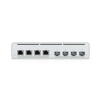 Ubiquiti - UISP-S-Plus-EU - Switch for ISP application with (4) 2.5 GbE RJ45 ports with 27V passive PoE output, (4) 10G SFP+ ports, 60W (27V) total PoE availability*, 20W/port (2-pair) / 40W/port (4-p [UISP-S-Plus-EU]