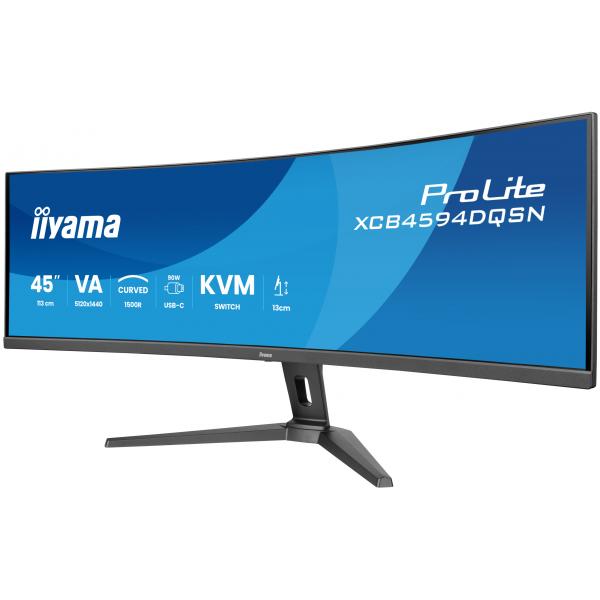 iiyama G-MASTER 45"LCD Curved Bus. UWQHD Monitor PC 113 cm (44.5") 5120 x 1440 Pixel Dual QHD LED Nero [XCB4594DQSN-B1]