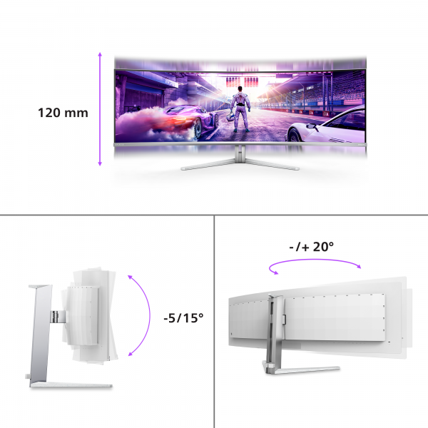 PHILIPS MONITOR CURVO 49 OLED DUAL QHD 32:9 0,03MS, USB-C DOCK, REG ALTEZZA, DP/HDMI, MULTIMEDIALE [49M2C8900L]