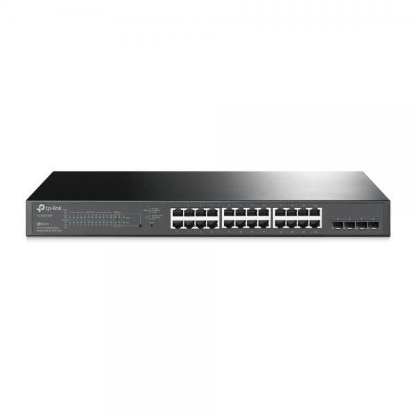 TP-Link - SG2428P - JetStream 28-Port Gigabit Smart Switch with 24-Port PoE+, 24x Gigabit PoE+ Ports, 4x Gigabit SFP Slots, 802.3at/af, 250 W PoE Power, 1U 19-inch Rack-mountable Steel Case, Integrati [SG2428P]