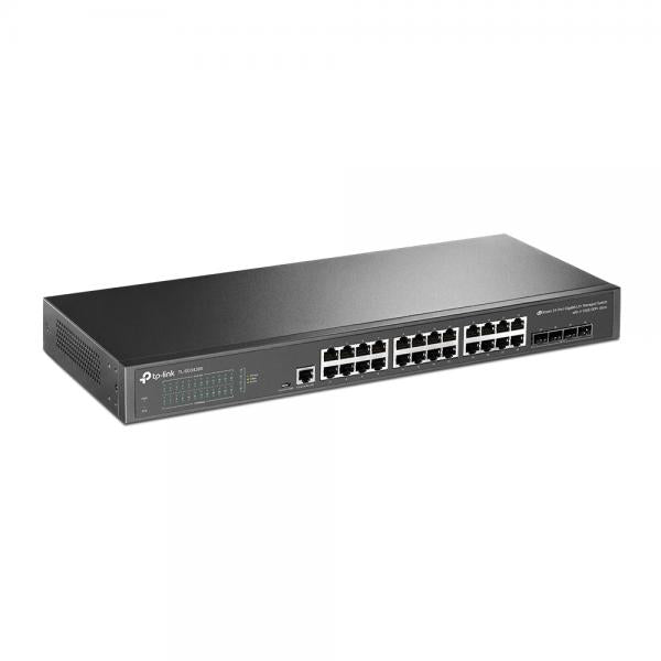 TP-Link - SG3428X - JetStream 24-Port Gigabit L2+ Managed Switch with 4 10GE SFP+ Slots, 24x Gigabit RJ45 Ports, 4? 10G SFP+ Slots, RJ45/Micro-USB Console Port, 1U 19-inch Rack-mountable Steel Case, I [SG3428X]