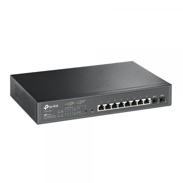 TP-Link - SG2210MP - JetStream 10-Port Gigabit Smart Switch with 8-Port PoE+ , 8x Gigabit PoE+ Ports, 2x Gigabit SFP Slots, 802.3at/af, 150 W PoE Power, 1U 13-inch Rack-mountable Steel Case, Integrati [SG2210MP]