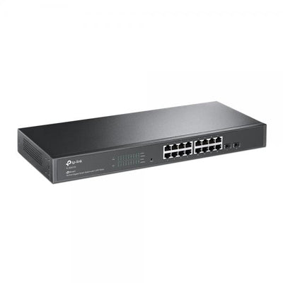 TP-Link - SG2218 - JetStream 16-Port Gigabit Smart Switch with 2 Gigabit SFP Slots, 16x Gigabit RJ45 Ports, 2x Gigabit SFP Slots, 1U 19-inch Rack-mountable Steel Case, Integration with Omada SDN Contr [SG2218]
