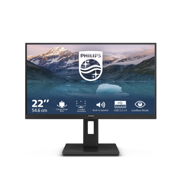 PHILIPS MONITOR 21,5 LED VA 16:9 FHD 4MS 250 CDM, VGA/DP/HDMI, MULTIMEDIALE [222S9JML]