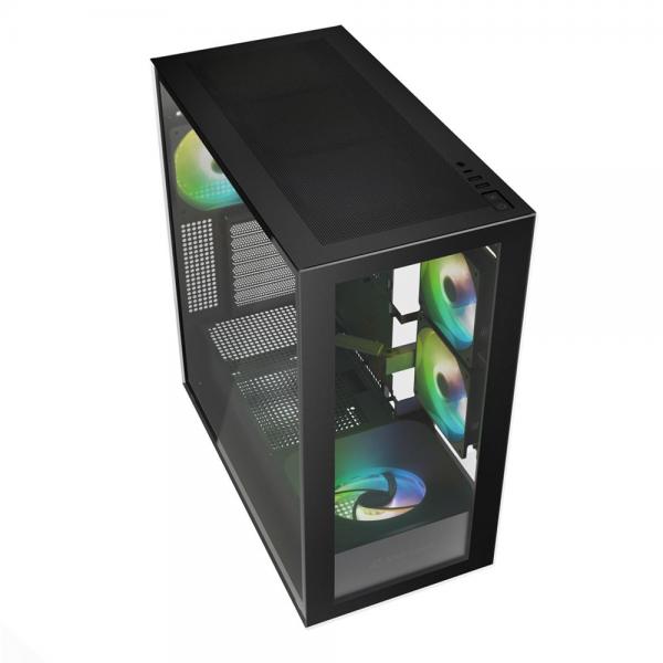 SHARKOON CASE REBEL C60 RGB BLACK ATX 2x U3, 1x Type-C,TRRS, 2x Tempered Glass, 4x 120 ARGB PWM, ARG [REBEL C60 RGB B]