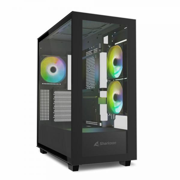 SHARKOON CASE REBEL C60 RGB BLACK ATX 2x U3, 1x Type-C,TRRS, 2x Tempered Glass, 4x 120 ARGB PWM, ARG [REBEL C60 RGB B]