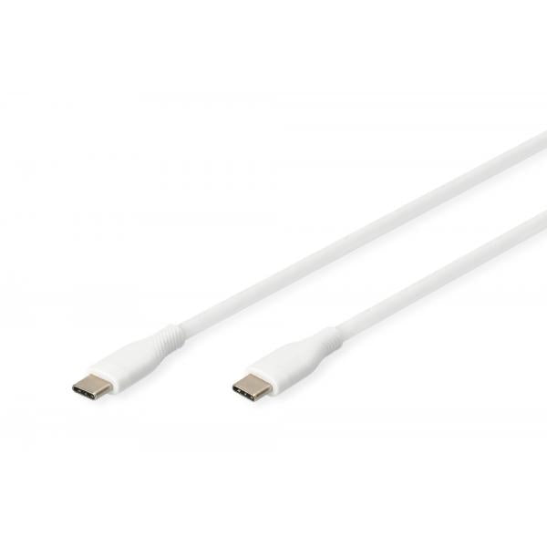 Digitus Silicone Charging cable - USB-C to USB-C - 1m - 60W - White [AK-300341-010-W]