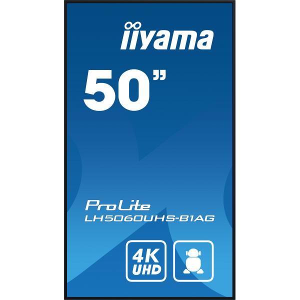 iiyama LH5060UHS-B1AG visualizzatore di messaggi Pannello A digitale 125,7 cm (49.5") LED Wi-Fi 500 cd/m 4K Ultra HD Nero Processore integrato Android 11 24/7 [LH5060UHS-B1AG]