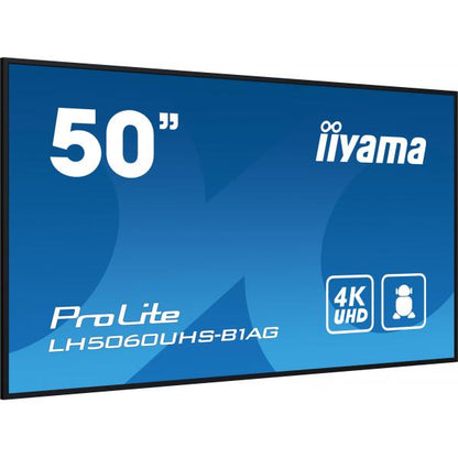 iiyama LH5060UHS-B1AG visualizzatore di messaggi Pannello A digitale 125,7 cm (49.5") LED Wi-Fi 500 cd/m 4K Ultra HD Nero Processore integrato Android 11 24/7 [LH5060UHS-B1AG]