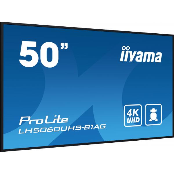 iiyama LH5060UHS-B1AG visualizzatore di messaggi Pannello A digitale 125,7 cm (49.5") LED Wi-Fi 500 cd/m 4K Ultra HD Nero Processore integrato Android 11 24/7 [LH5060UHS-B1AG]