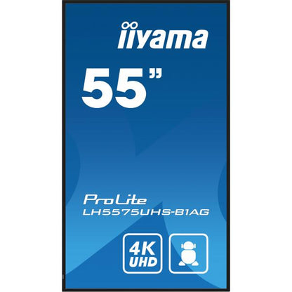 iiyama LH5575UHS-B1AG visualizzatore di messaggi Pannello piatto per segnaletica digitale 138,7 cm (54.6") LCD Wi-Fi 500 cd/m 4K Ultra HD Nero Processore integrato Android 11 24/7 [LH5575UHS-B1AG]
