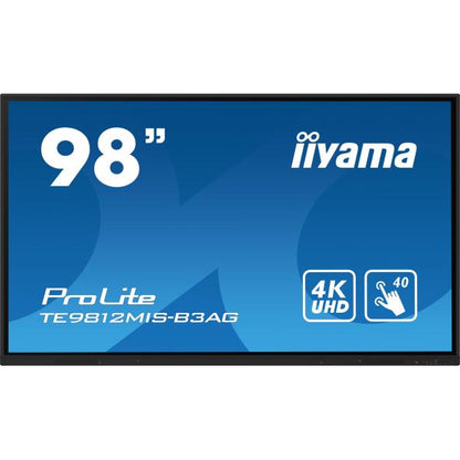 iiyama TE9812MIS-B3AG visualizzatore di messaggi Design chiosco 2,49 m (98") LCD Wi-Fi 400 cd/m 4K Ultra HD Nero Touch screen Processore integrato Android 11 24/7 [TE9812MIS-B3AG]