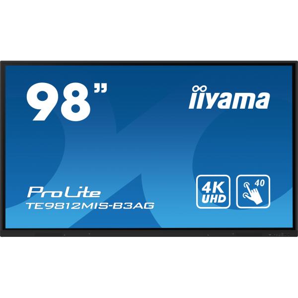iiyama TE9812MIS-B3AG visualizzatore di messaggi Design chiosco 2,49 m (98") LCD Wi-Fi 400 cd/m 4K Ultra HD Nero Touch screen Processore integrato Android 11 24/7 [TE9812MIS-B3AG]