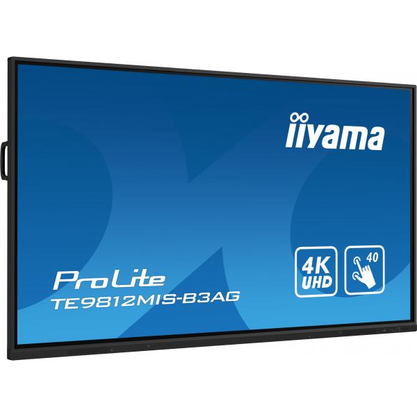 iiyama TE9812MIS-B3AG visualizzatore di messaggi Design chiosco 2,49 m (98") LCD Wi-Fi 400 cd/m 4K Ultra HD Nero Touch screen Processore integrato Android 11 24/7 [TE9812MIS-B3AG]