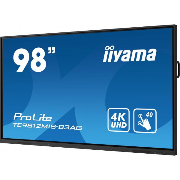 iiyama TE9812MIS-B3AG visualizzatore di messaggi Design chiosco 2,49 m (98") LCD Wi-Fi 400 cd/m 4K Ultra HD Nero Touch screen Processore integrato Android 11 24/7 [TE9812MIS-B3AG]