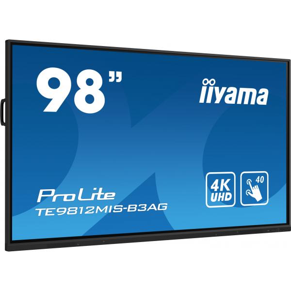 iiyama TE9812MIS-B3AG visualizzatore di messaggi Design chiosco 2,49 m (98") LCD Wi-Fi 400 cd/m 4K Ultra HD Nero Touch screen Processore integrato Android 11 24/7 [TE9812MIS-B3AG]
