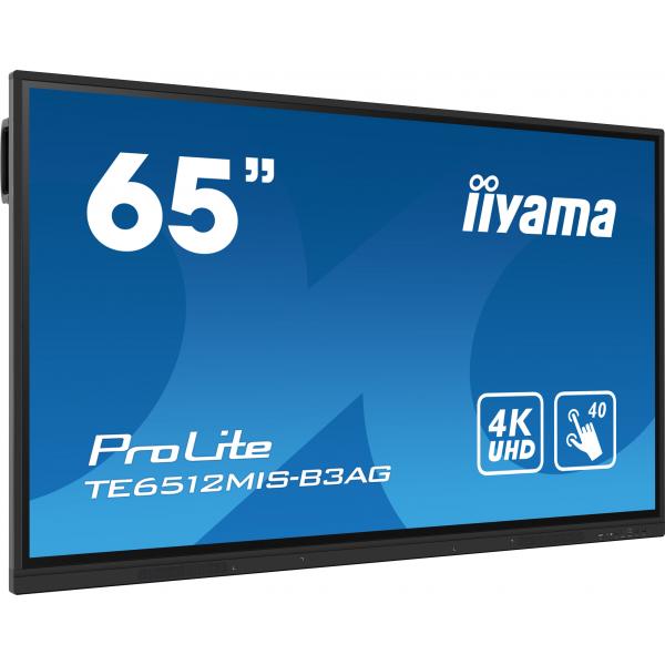 iiyama TE6512MIS-B3AG visualizzatore di messaggi Design chiosco 165,1 cm (65") LCD Wi-Fi 400 cd/m 4K Ultra HD Nero Touch screen Processore integrato Android 11 24/7 [TE6512MIS-B3AG]