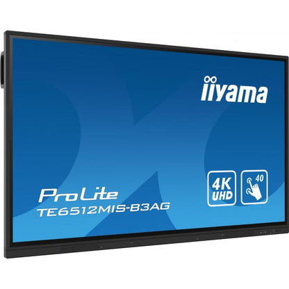 iiyama TE6512MIS-B3AG visualizzatore di messaggi Design chiosco 165,1 cm (65") LCD Wi-Fi 400 cd/m 4K Ultra HD Nero Touch screen Processore integrato Android 11 24/7 [TE6512MIS-B3AG]