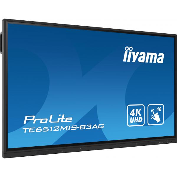 iiyama TE6512MIS-B3AG visualizzatore di messaggi Design chiosco 165,1 cm (65") LCD Wi-Fi 400 cd/m 4K Ultra HD Nero Touch screen Processore integrato Android 11 24/7 [TE6512MIS-B3AG]