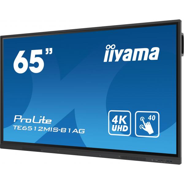 iiyama TE6512MIS-B3AG visualizzatore di messaggi Design chiosco 165,1 cm (65") LCD Wi-Fi 400 cd/m 4K Ultra HD Nero Touch screen Processore integrato Android 11 24/7 [TE6512MIS-B3AG]