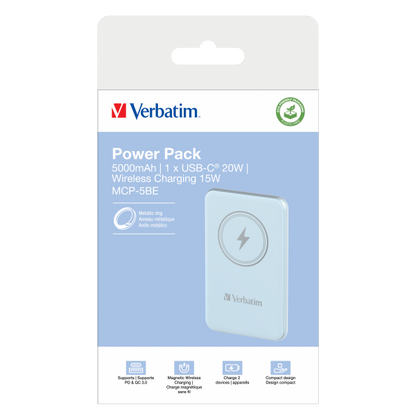 Verbatim Charge 'n' Go Polimeri di litio (LiPo) 5000 mAh Carica wireless Blu [32242] - ITPartners