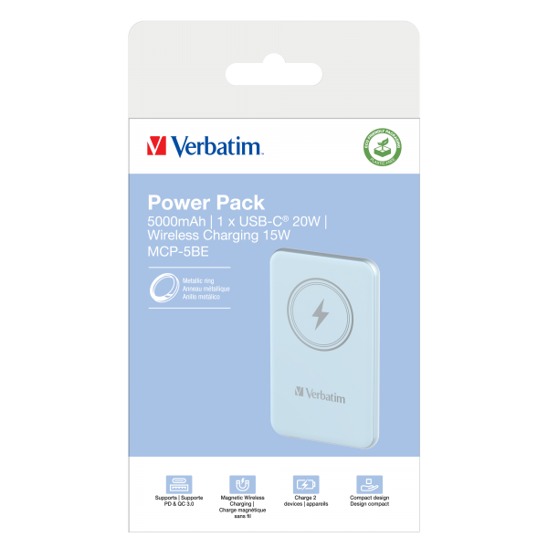 Verbatim Charge 'n' Go Polimeri di litio (LiPo) 5000 mAh Carica wireless Blu [32242] - ITPartners