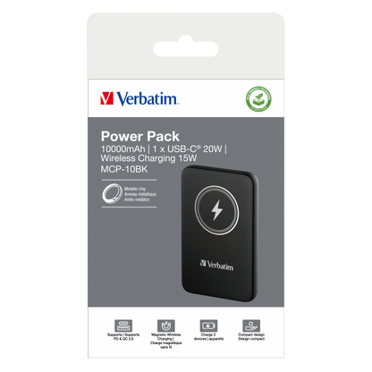 Verbatim Charge 'n' Go Polimeri di litio (LiPo) 10000 mAh Carica wireless Nero [32245] - ITPartners