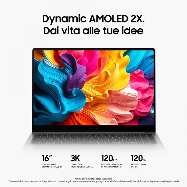 Samsung Galaxy Book4 Pro Intel Core Ultra 7 155H Computer portatile 40,6 cm (16") Touch screen WQXGA+ 16 GB LPDDR5x-SDRAM 1 TB SSD Wi-Fi 6E (802.11ax) Windows 11 Pro Grigio [NP962XGK-KG1IT]
