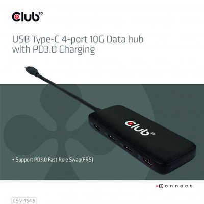 CLUB3D HUB USB GEN2 TYPE-C A 4X USB TYPE-C 10GBPS [CSV-1548]