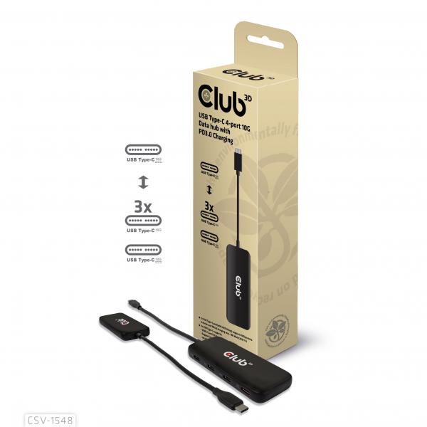 CLUB3D HUB USB GEN2 TYPE-C A 4X USB TYPE-C 10GBPS [CSV-1548]