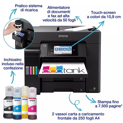 Epson EcoTank ET-5855 Ad inchiostro A4 4800 x 2400 DPI 25 ppm Wi-Fi [C11CJ29406]