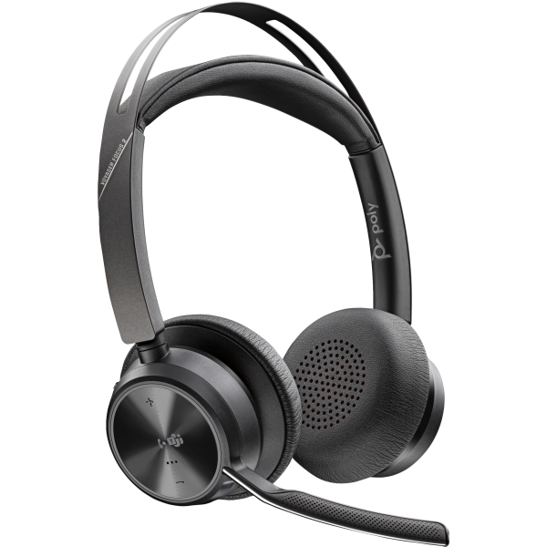 POLY Voyager Focus 2 Microsoft Teams Certified USB-C-C Headset +USB-C/A Adapter +Charging Stand [9T9J6AA#AC3]