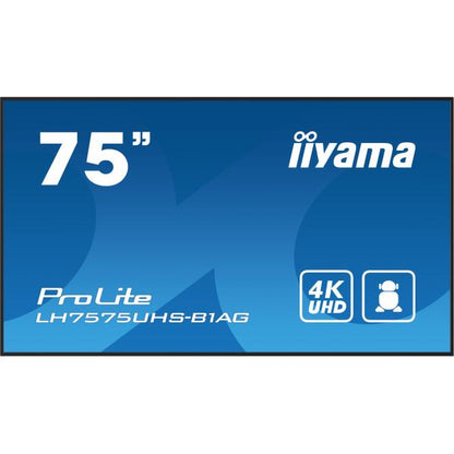 iiyama LH7575UHS-B1AG visualizzatore di messaggi Pannello piatto per segnaletica digitale 190,5 cm (75") LCD Wi-Fi 500 cd/m 4K Ultra HD Nero Processore integrato Android 11 24/7 [LH7575UHS-B1AG]